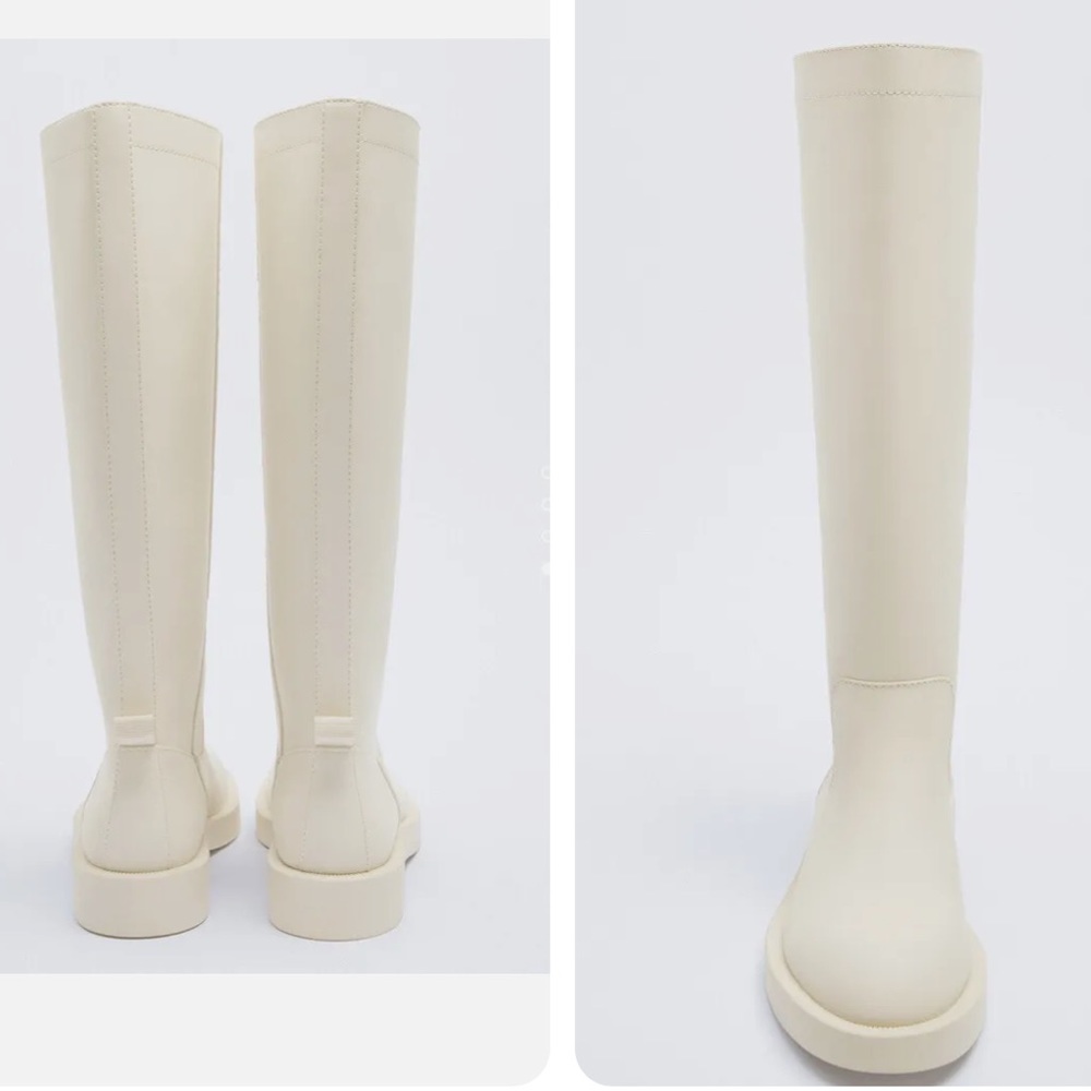 Zara Tall Boots Rubberized White Cream. - Picture 4 of 12